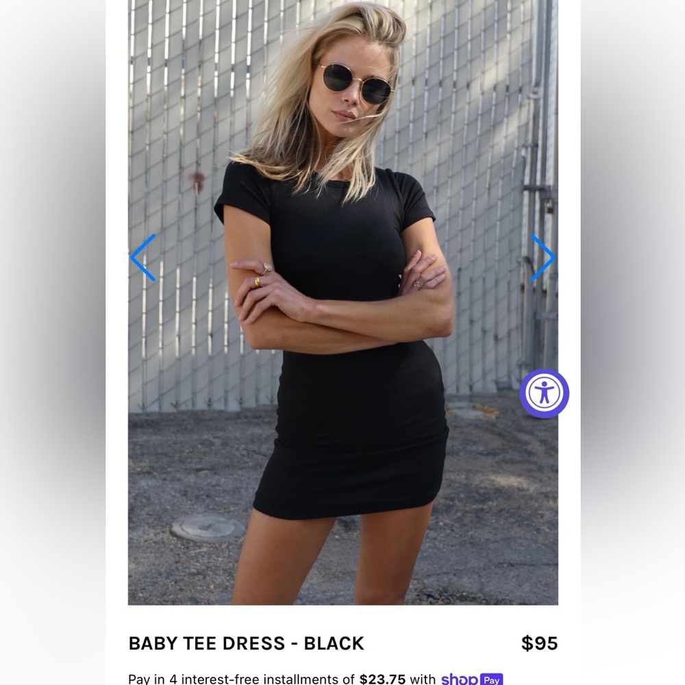 NWOT Skatie baby tee dress ribbed - black